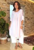 Made in Italy Menorcan Crochet Shoulder Dress Soft Lilac /5 =